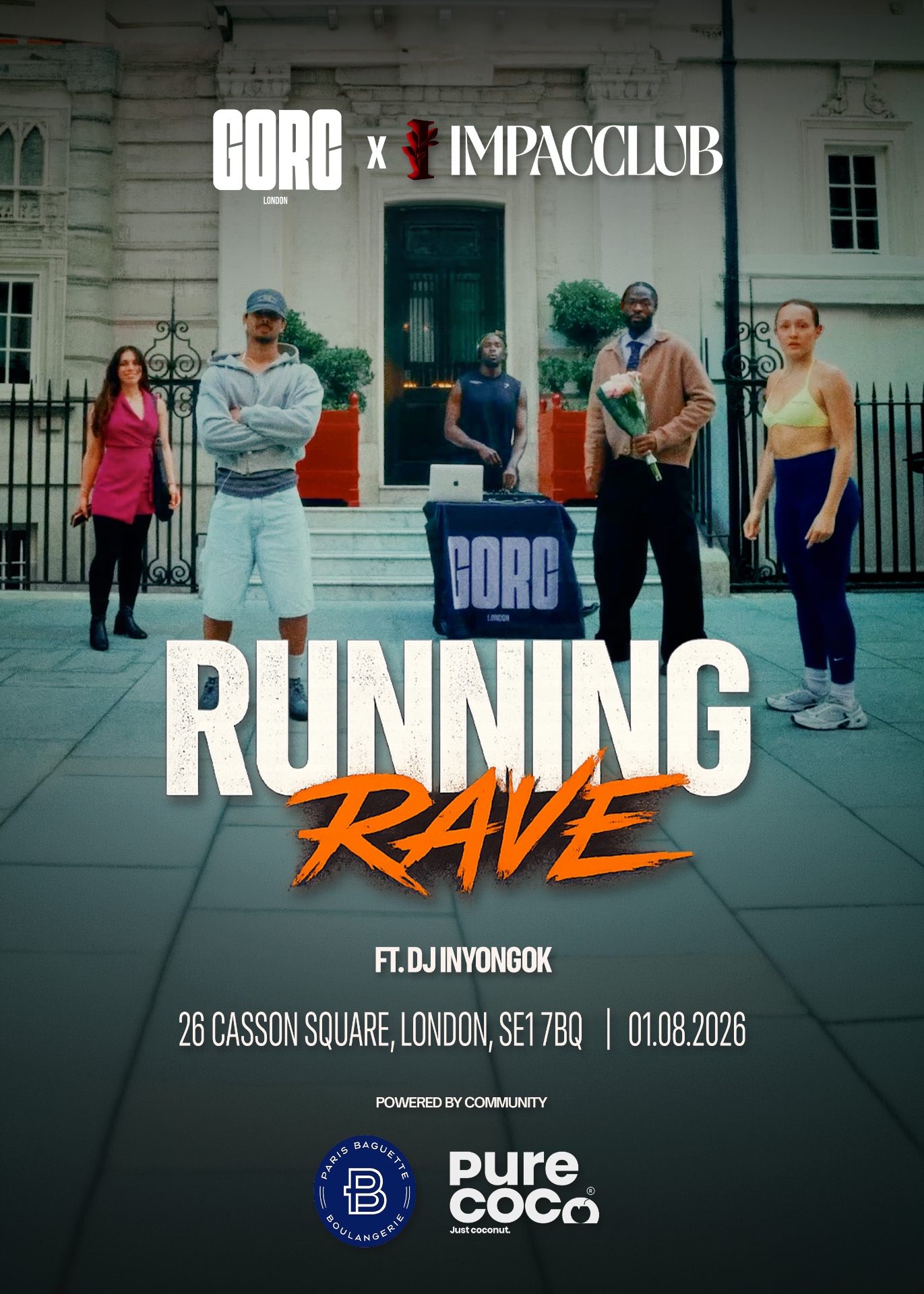 GORC x IMPACCLUB — Running Rave - Sat, 01 Aug 2026 at Paris Baguette Southbank, 26 Casson Sq, London SE1 7PE, IMPACC wellness community event